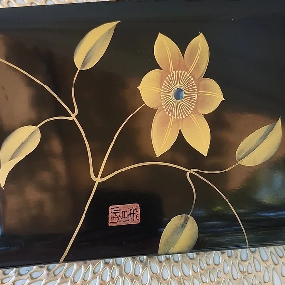 VTG JAPANESE AIZU-,NURI LACQUER FUMIBAKO BOX - Picture 2 of 13